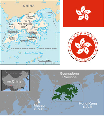 Карта расположения Гонконга